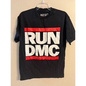 Run DMC Graphic Tee Mens Medium Black Good Short Sleeve Hip Hop Rap Shirt